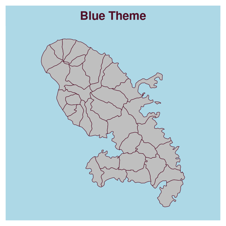 map with a blue theme