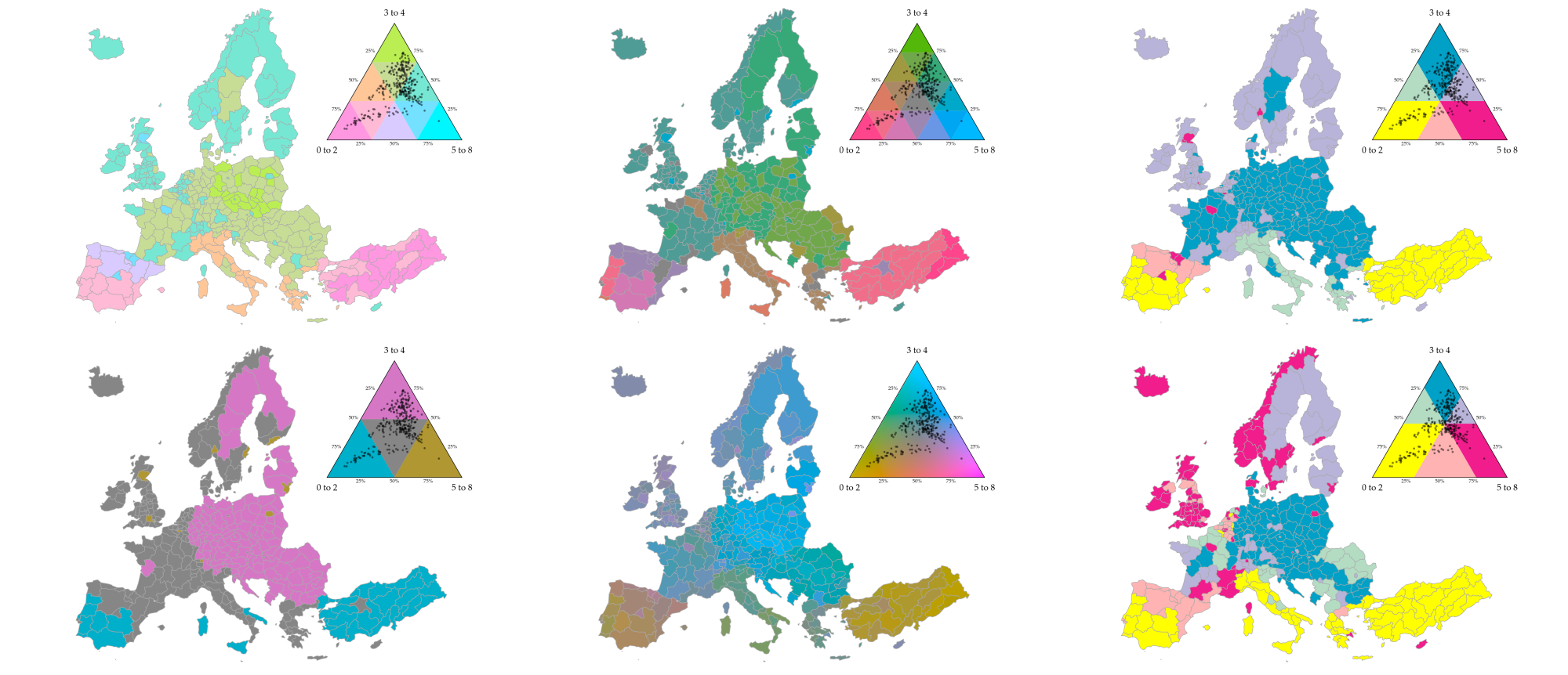 Example of maps made with tricolore library